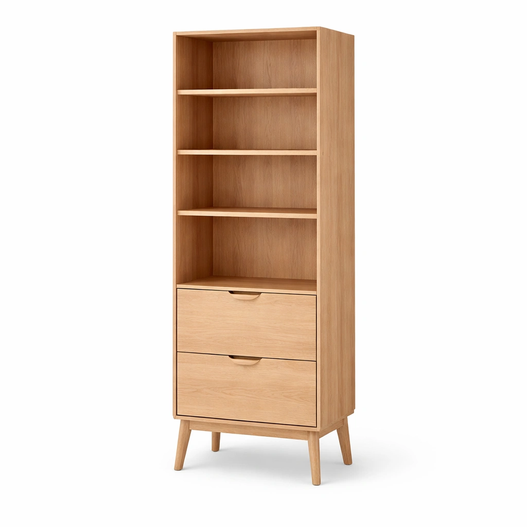 Holzregal mit offenen Ebenen und zwei Schubladen modernes Design-srivora