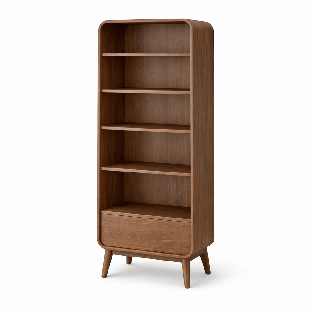 Modernes Regal mit abgerundeten Kanten und mehreren Ebenen-srivora