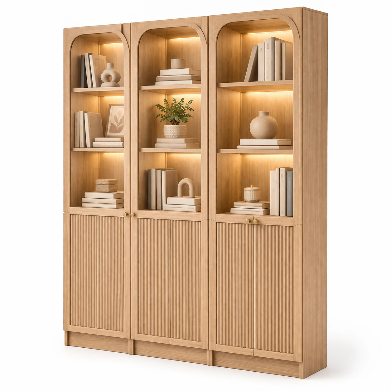 Grosses Vitrinenregal mit Beleuchtung und Tueren modernes Design-srivora