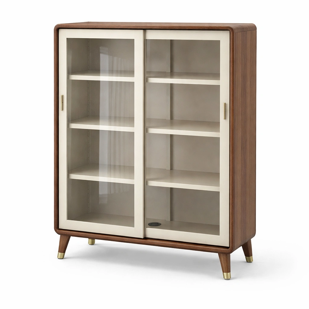 Vitrinenschrank Holz mit Glas Tueren-srivora