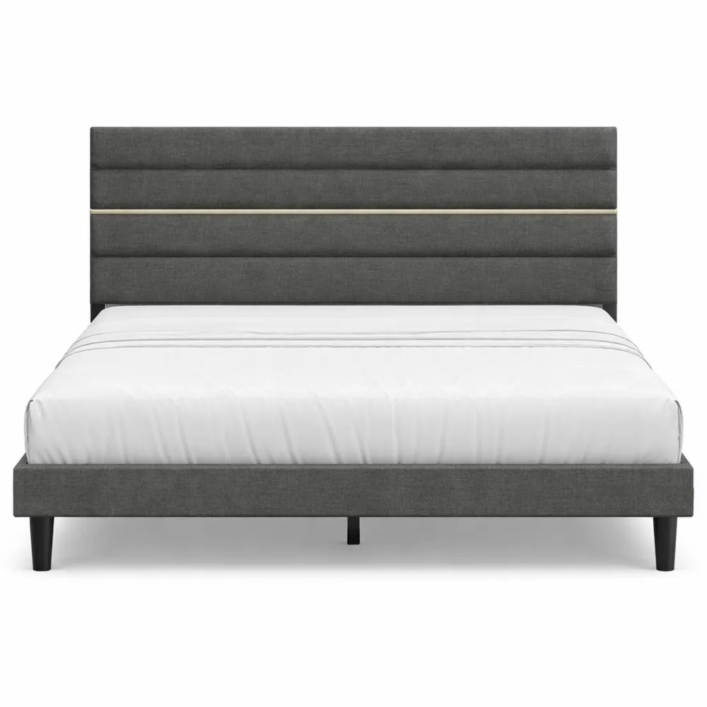 Struttura Letto Matrimoniale Moderna con Testiera Imbottita Regolabile, 160 x 200 cm