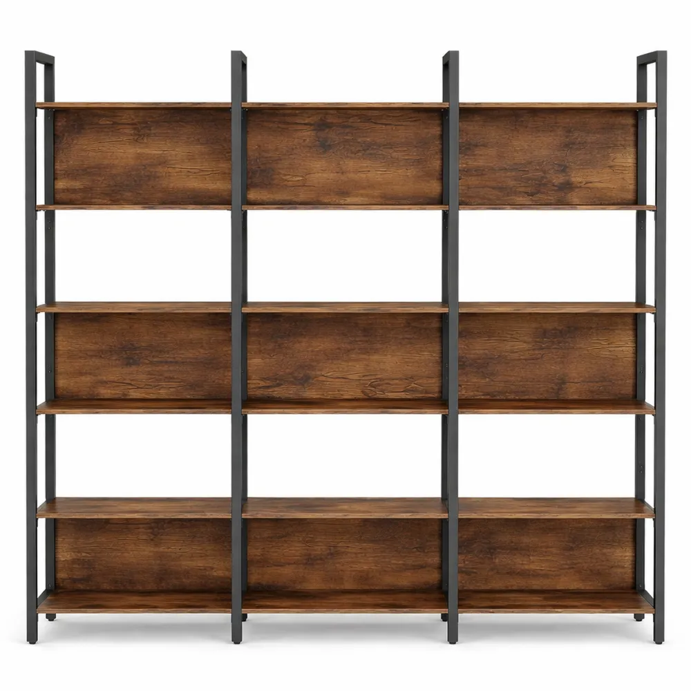 Scaffale a 5 livelli in stile industriale per casa e ufficio, marrone vintage e nero