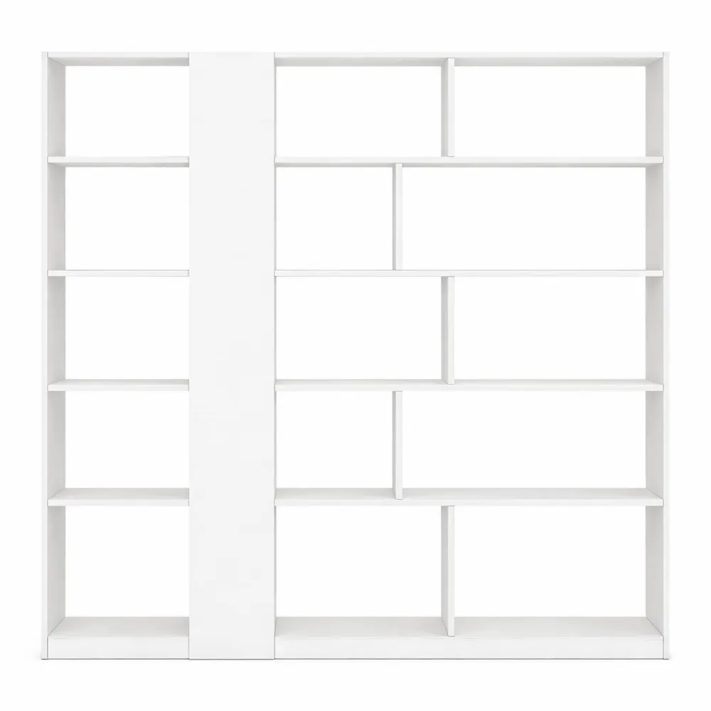 Libreria Moderna da Muro o Divisoria, Bianco Frassino