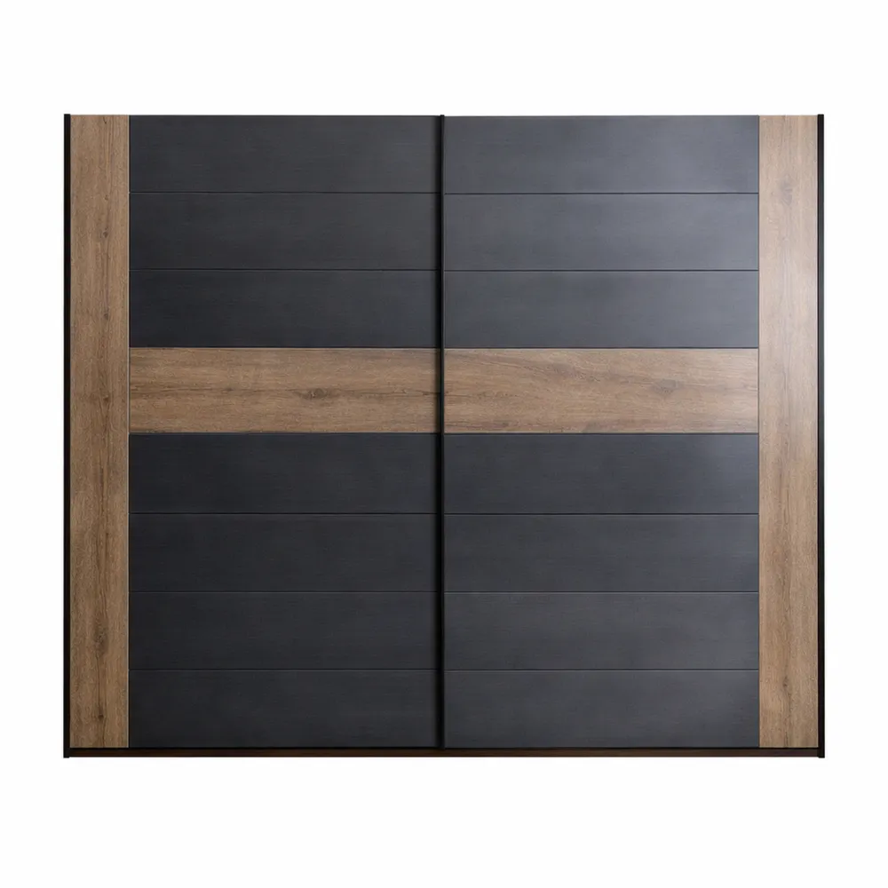 Armadio Grande con Ante Scorrevoli, Rovere Nero e Fango, 270x210x61 cm
