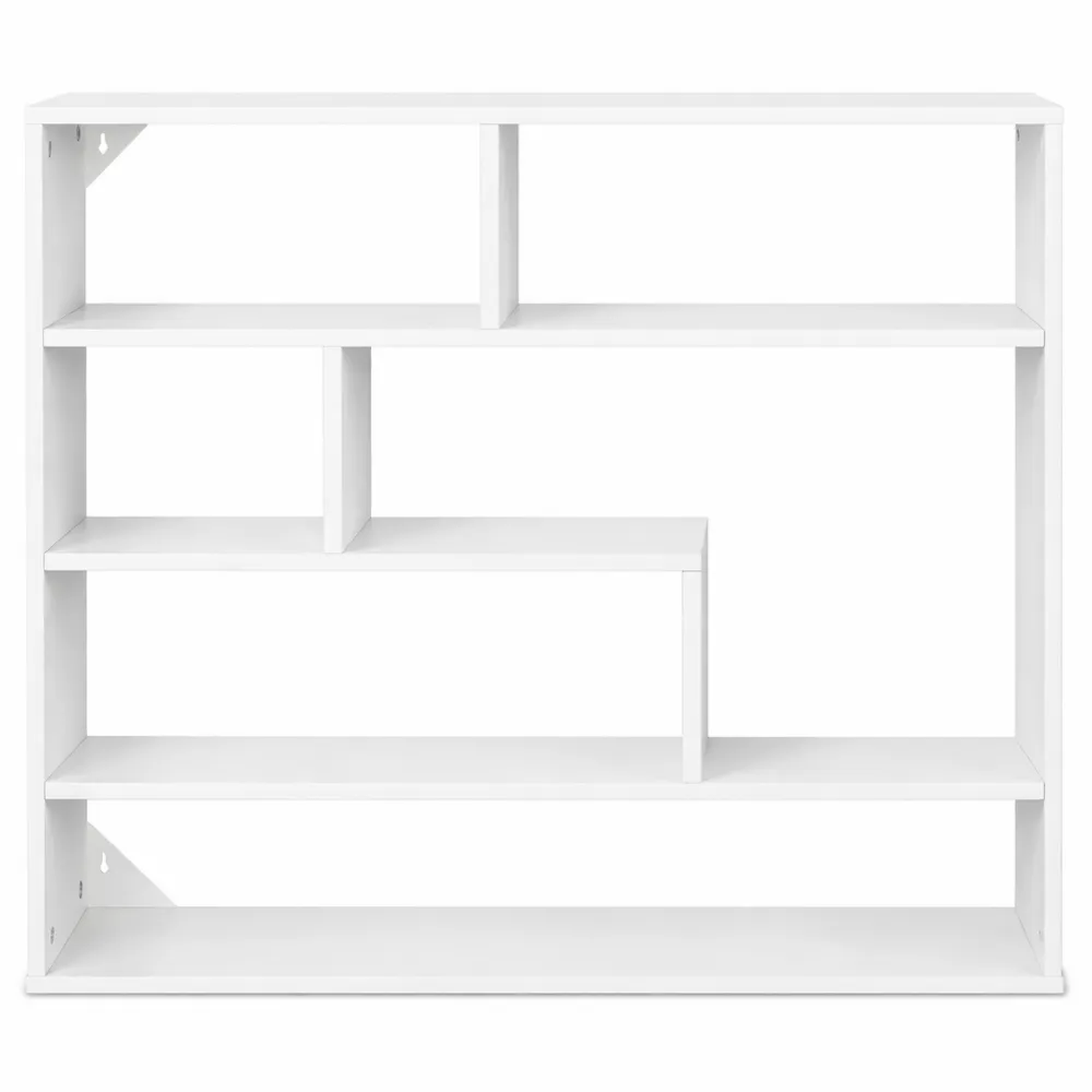Libreria a Muro Moderna a 4 Ripiani Salvaspazio per Soggiorno e Ufficio, 94x19.5x80cm, Colore Bianco