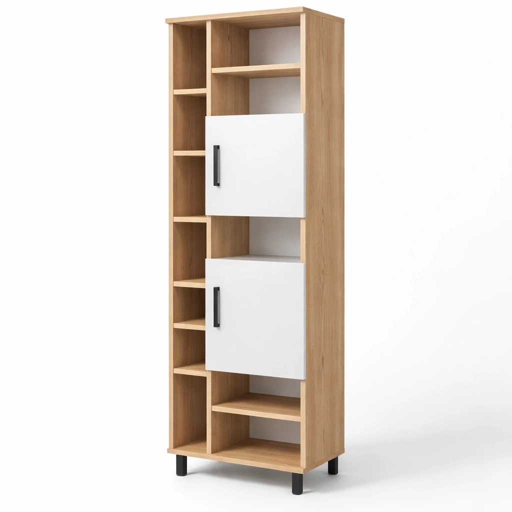 Mobile bagno alto con ripiani e ante moderne-derlano