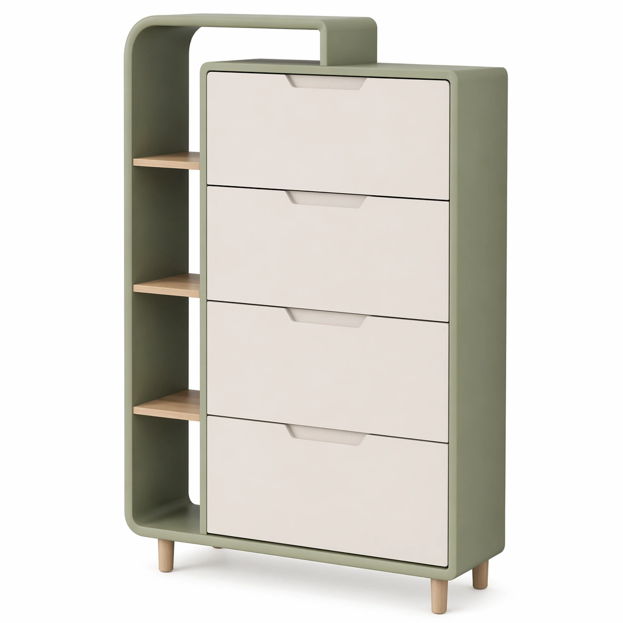 Scarpiera design con struttura aperta e cassetti-derlano