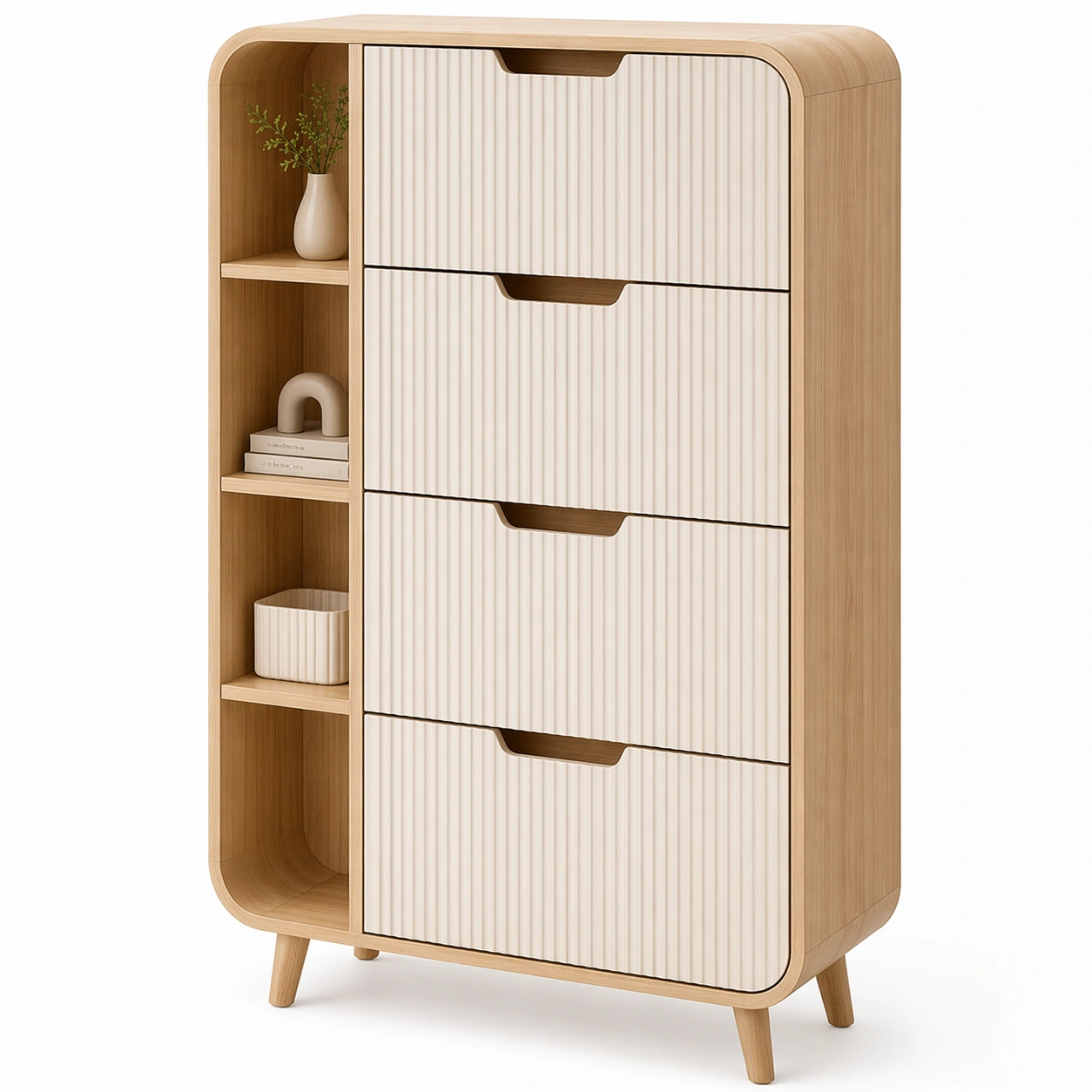 Scarpiera grande con cassetti e struttura laterale-derlano