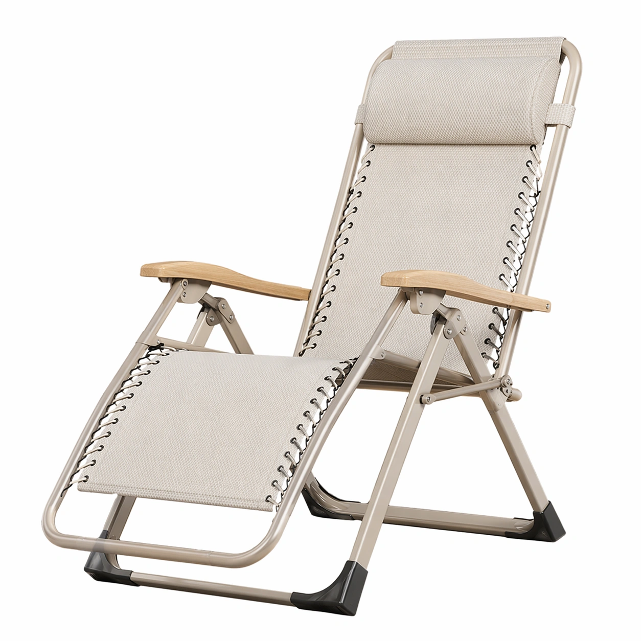 Poltrona da esterno reclinabile pieghevole con poggiatesta-nerlano