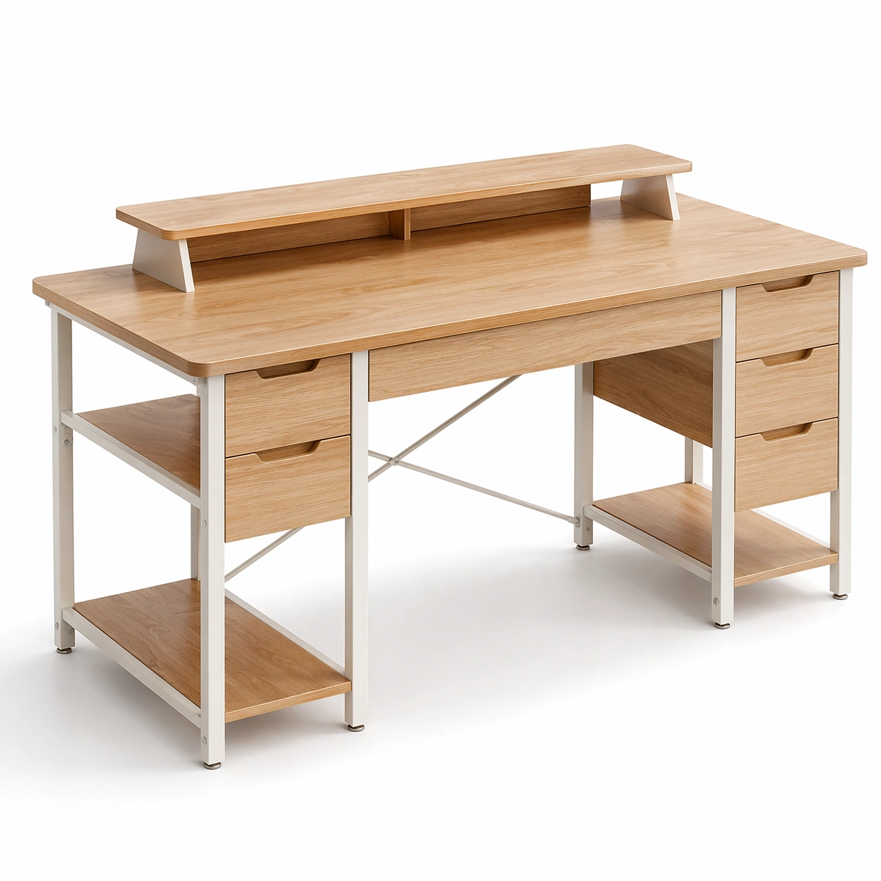 Scrivania con ripiano superiore e cassetti integrati-nerlano