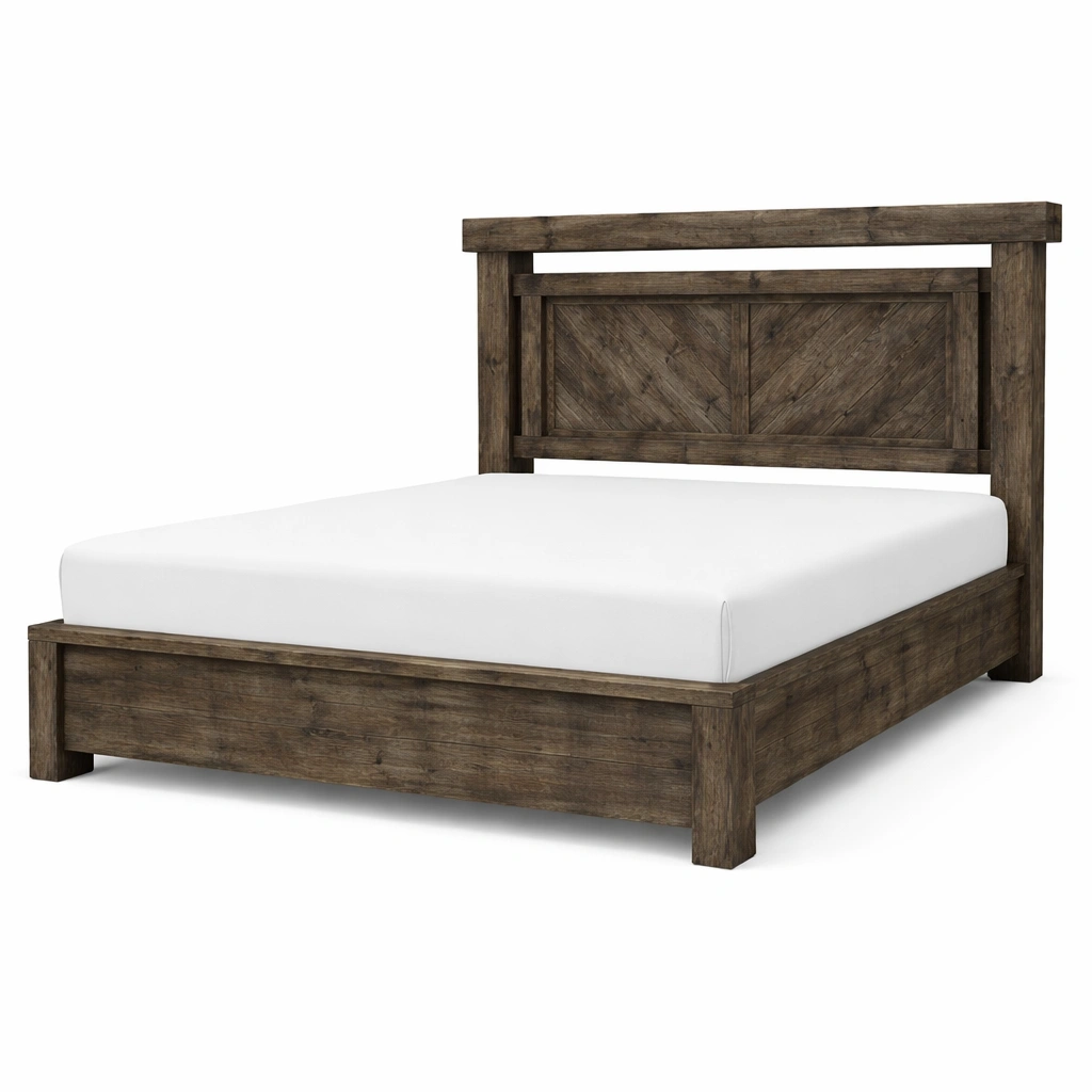 Estructura de cama doble de madera maciza marrón-livtino