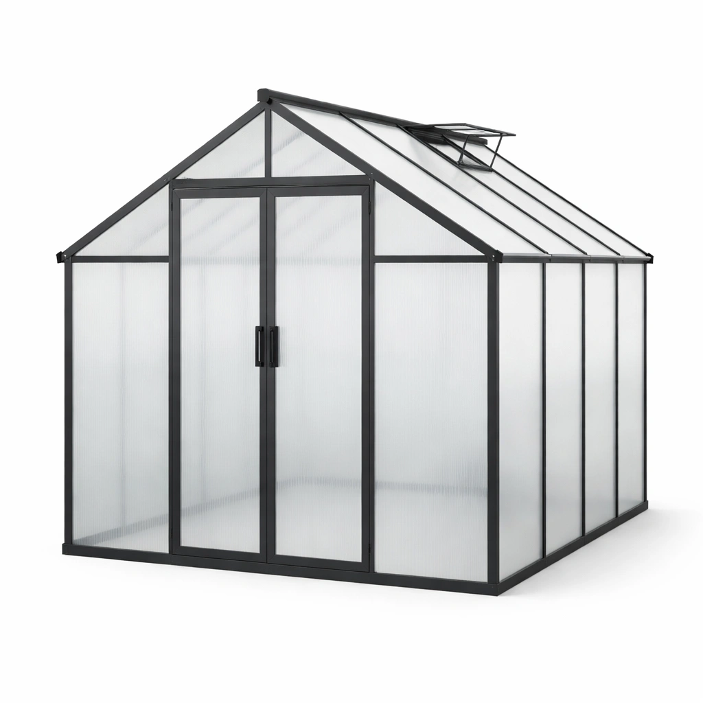 Invernadero de aluminio y policarbonato 375x185x209 cm-livtino