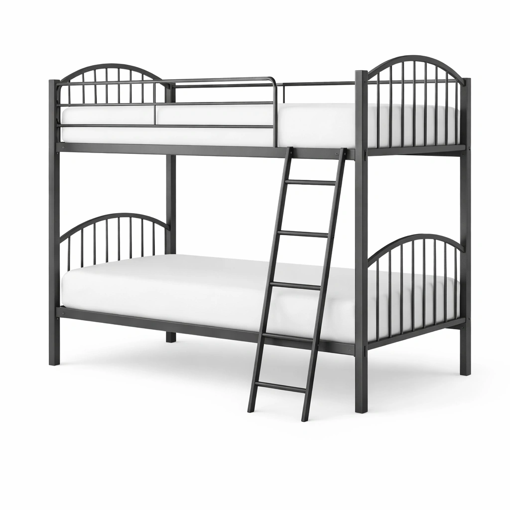 Litera de metal negro con escalera-livtino