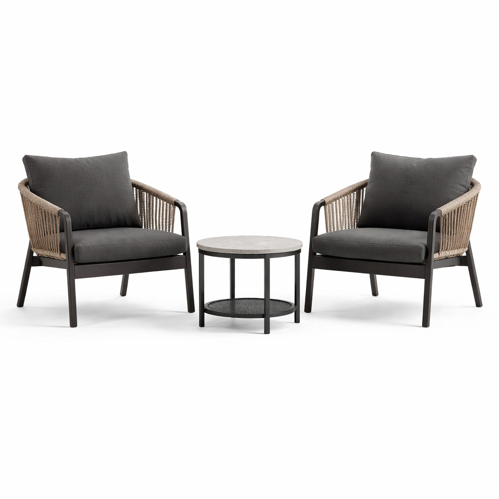 Loungeset Aluminium Polyesterbezug Dunkelgrau Beige-NESTRENO