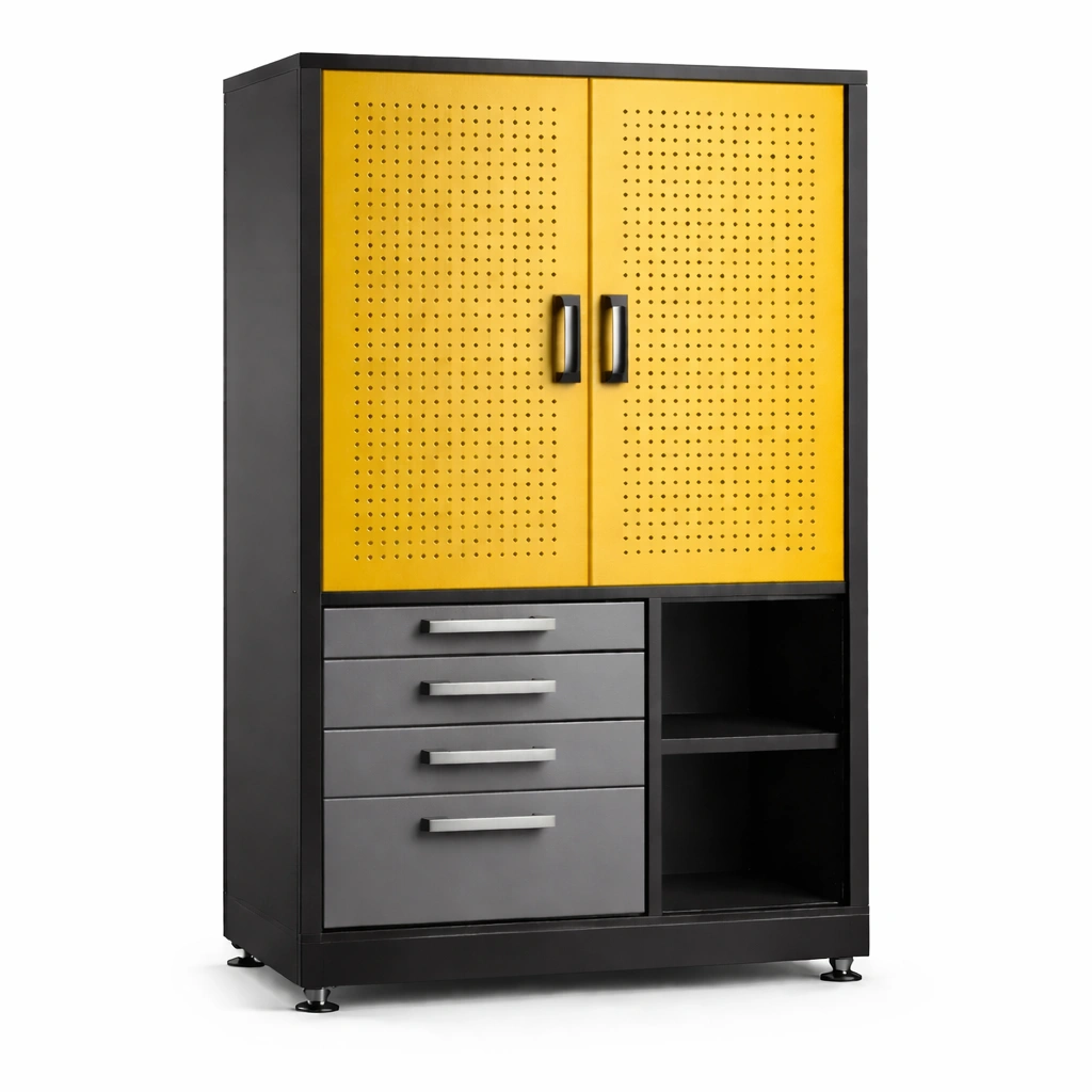 Werkzeugschrank Metall Gelb/Grau 183x91x46 cm-NESTRENO