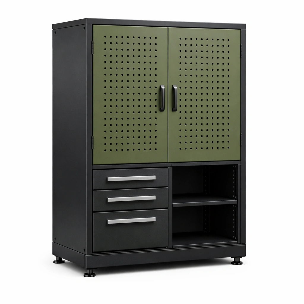 Werkzeugschrank Stahl Schwarz/Olivegrün-NESTRENO