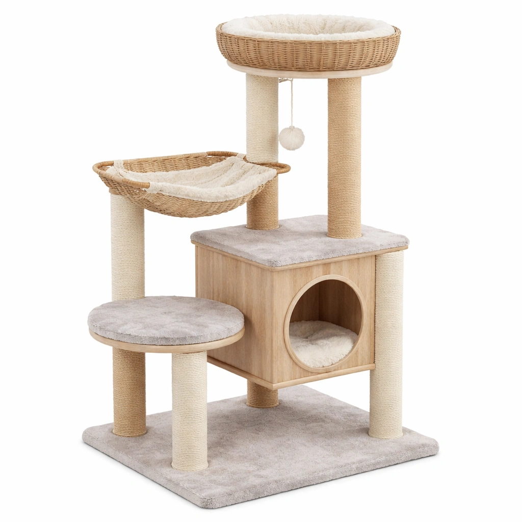 Mdf sisal kratzbaum beige 50x40x130 cm-NESTRENO