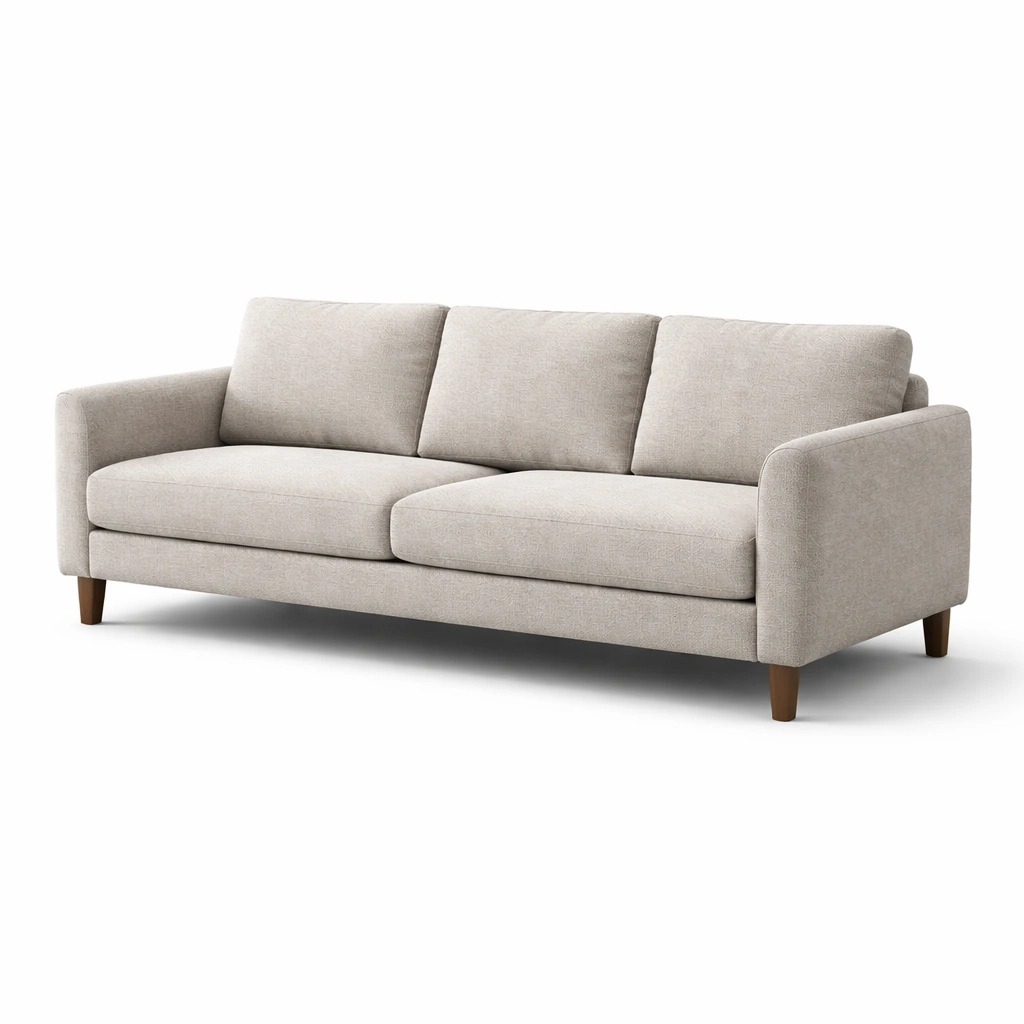 Sofa Stoffpolsterung Holzbeine Beige-LIVIRIO