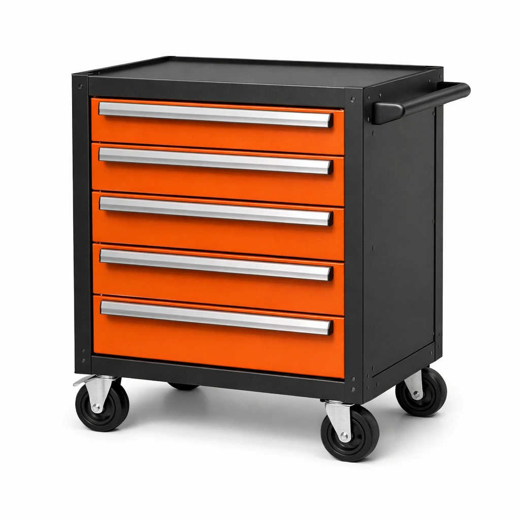 Werkstattwagen Stahl Orange Schwarz mit Schubladen-LIVIRIO