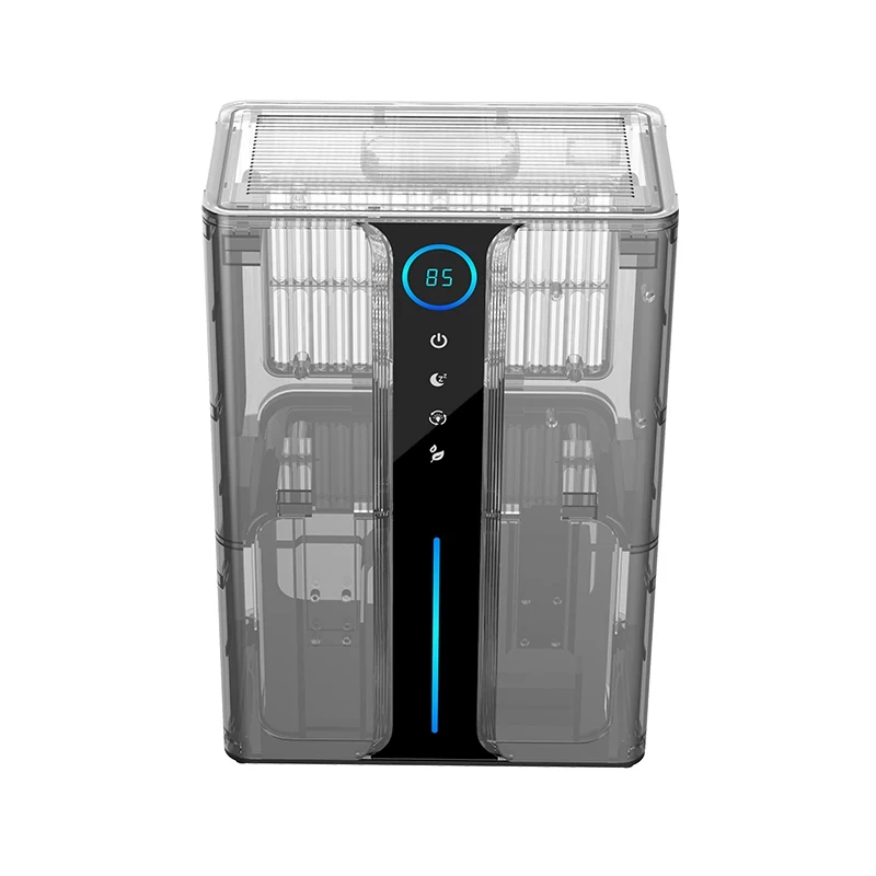 Aerivax Dehumidifier transparent view showing internal components and LED display
