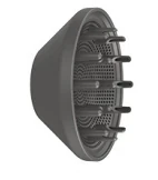 Dark gray hair dryer diffuser attachment with prongs and vented mesh.