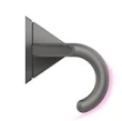 Dark metal wall hook with curved arm and triangular mounting plate.