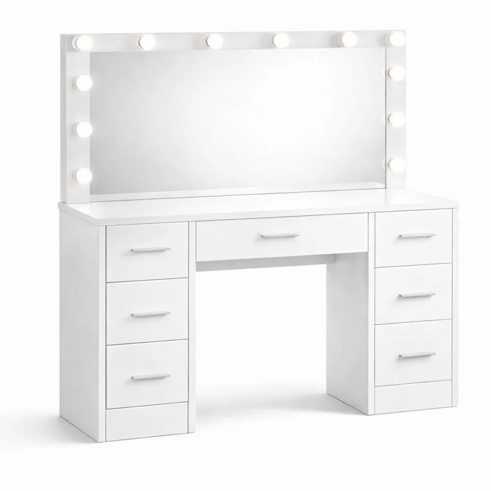 Toeletta da Trucco con Specchio Illuminato e Cassetti Multipli-Onynest