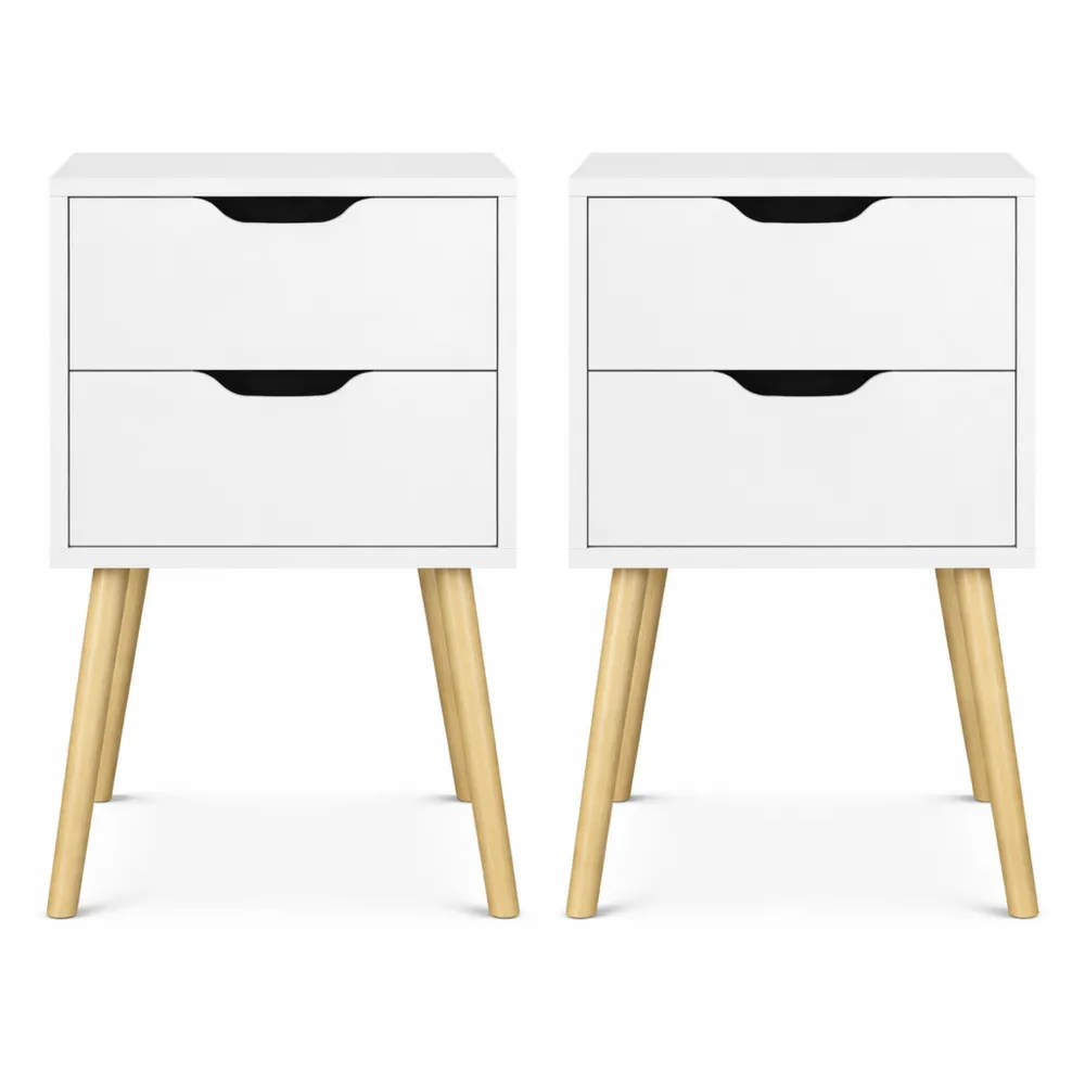 Set di 2 comodini moderni con 2 cassetti per camera da letto e soggiorno, bianco-Onynest