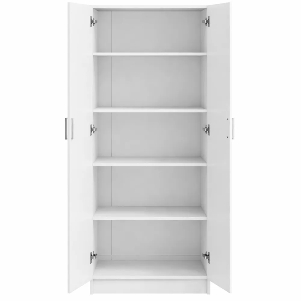 Armadio Multiuso con Ripiani Regolabili per Cucina e Bagno, 60x31.5x165 cm, Bianco-Villawarm