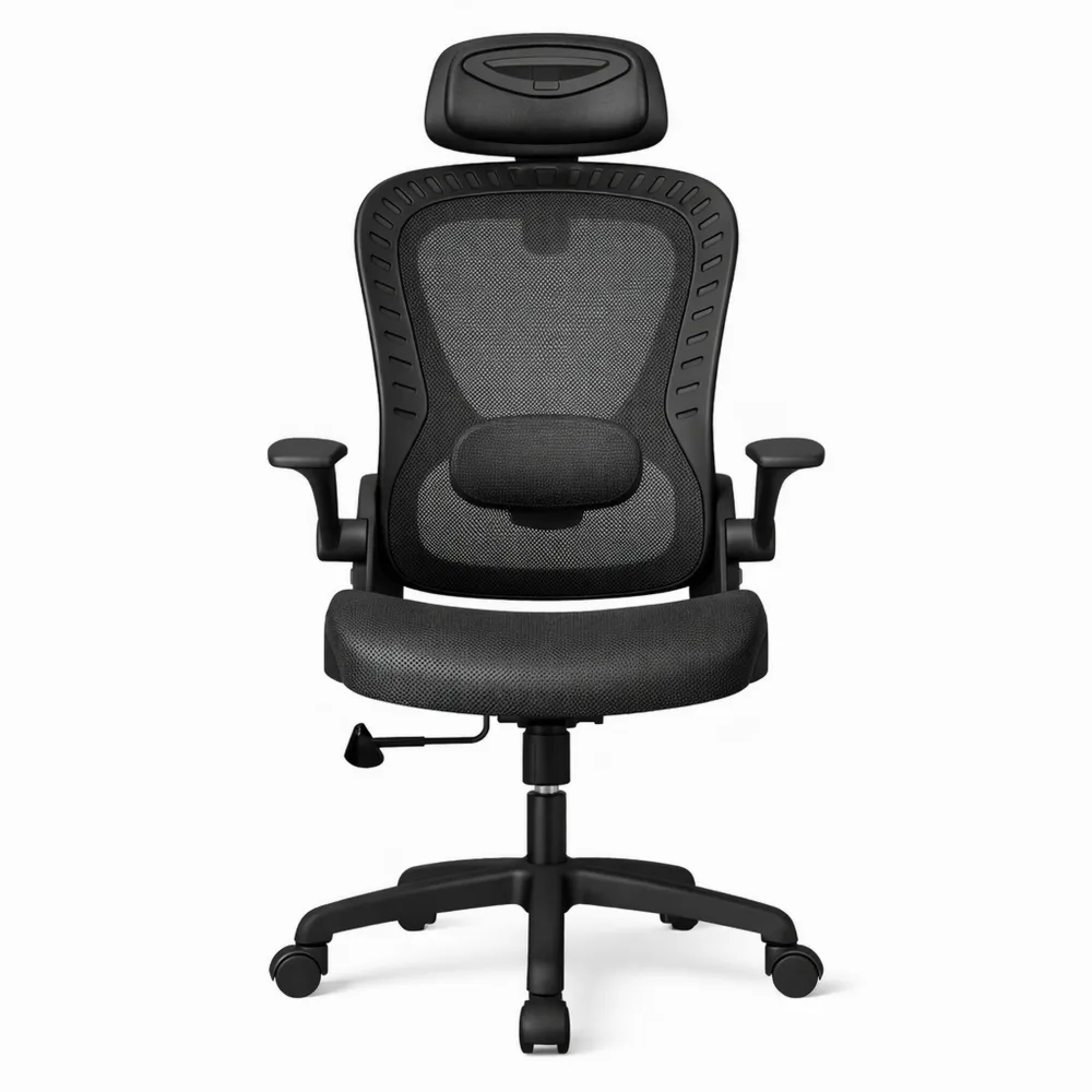 Sedia ergonomica da ufficio con supporto lombare e braccioli regolabili-Villawarm