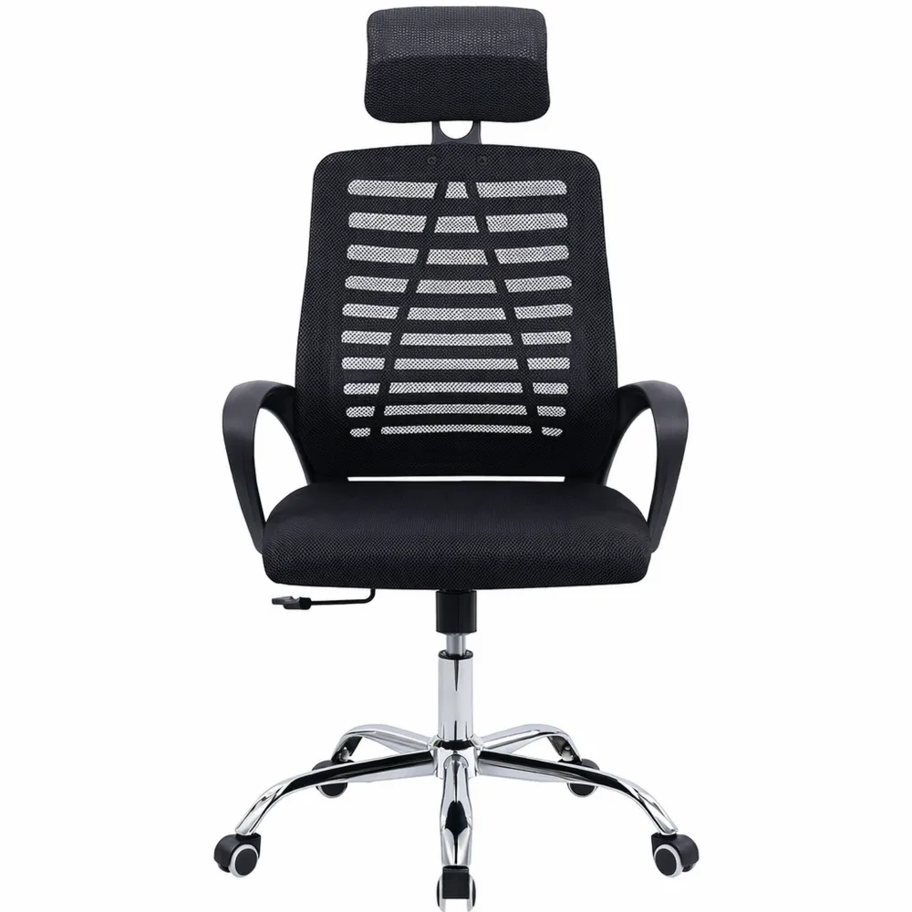 Sedia da ufficio ergonomica con schienale in rete e supporto lombare regolabile-Villawarm