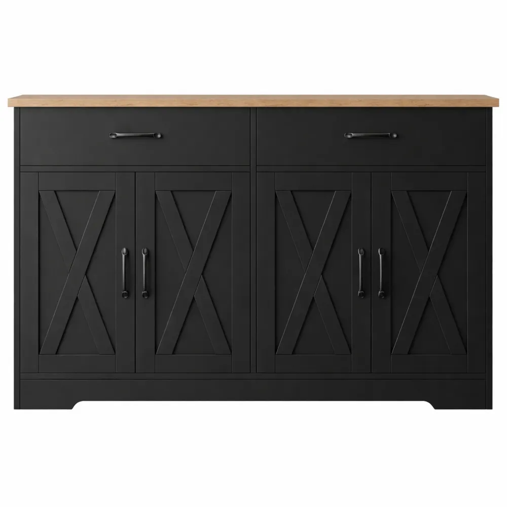 Credenza da Cucina 120 cm con Cassetti e Armadi, Mobile Buffet Moderno per Sala da Pranzo-Villawarm