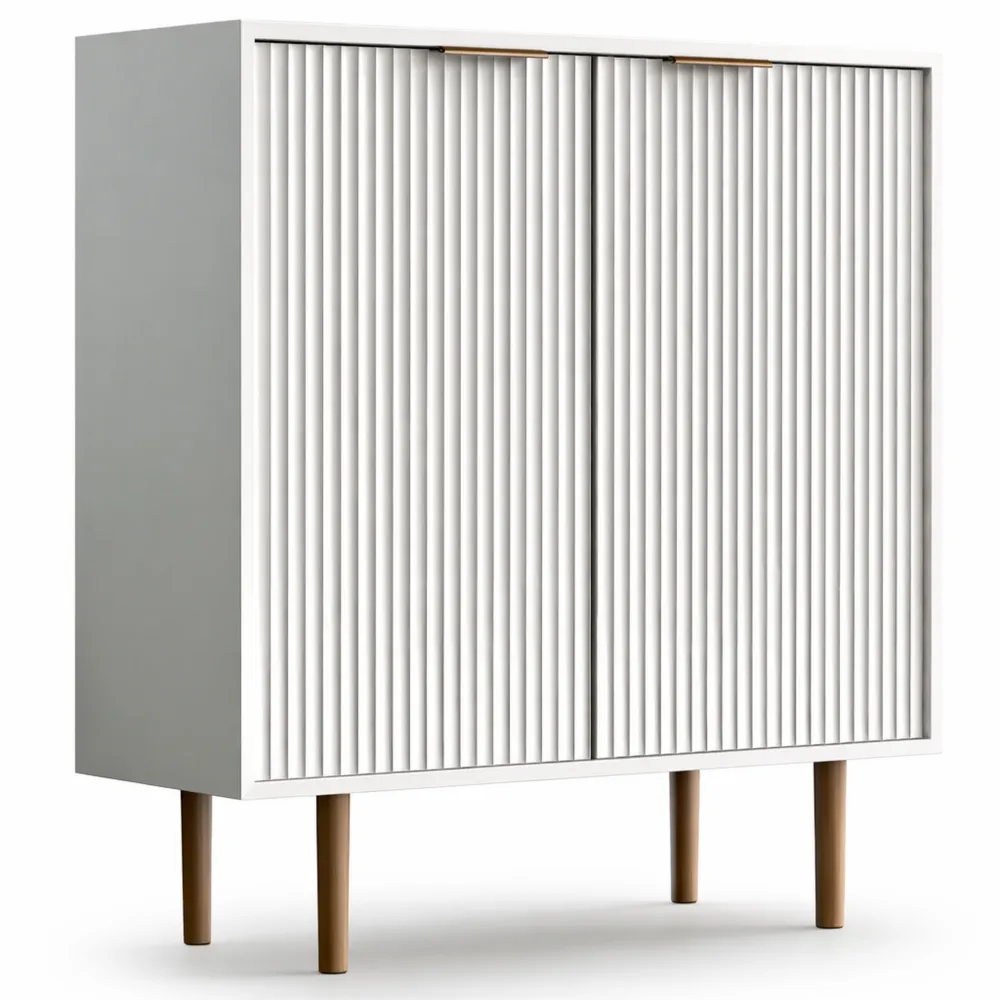 Mobile Multifunzione con Ripiani Regolabili, Armadio Bianco Moderno per Interni-Villawarm