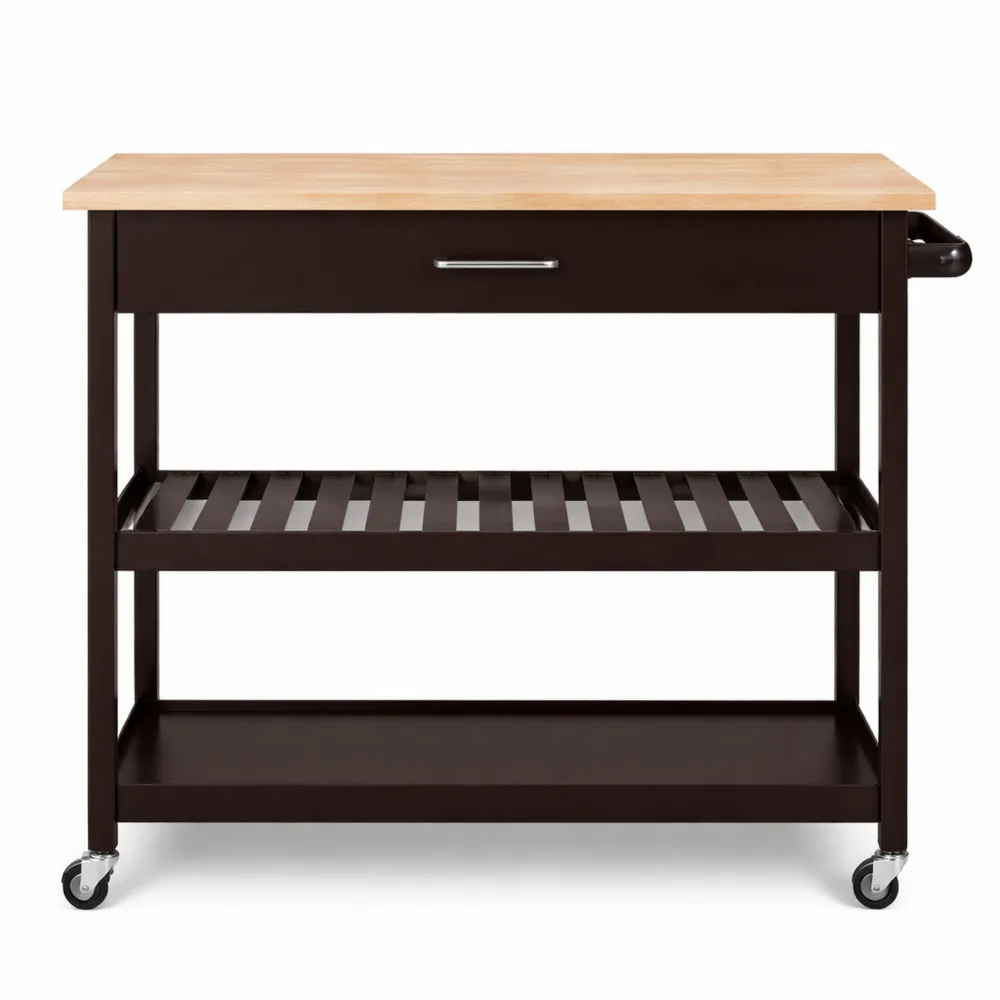 Carrello da Cucina a 3 Ripiani con Cassetto e Ruote, Multiuso Salvaspazio Porta Microonde