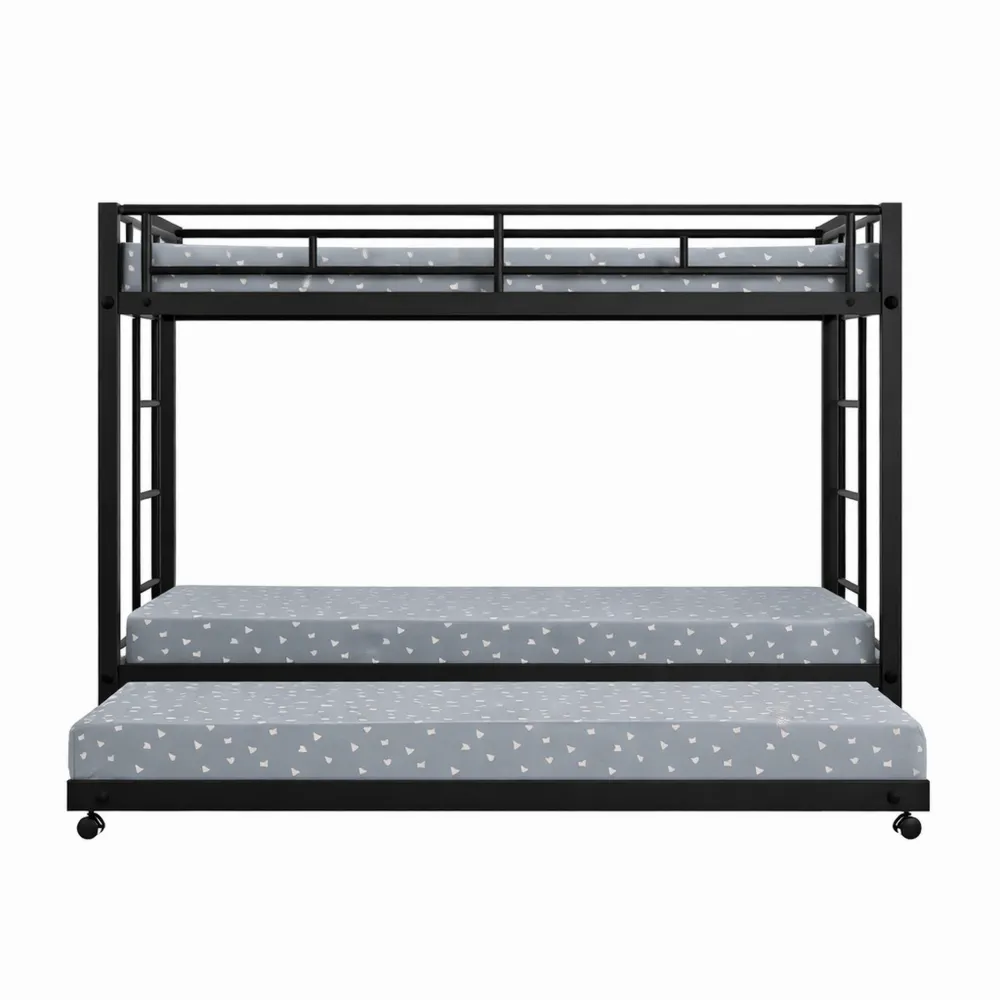 Letto a castello per bambini con letto estraibile e ringhiere alte