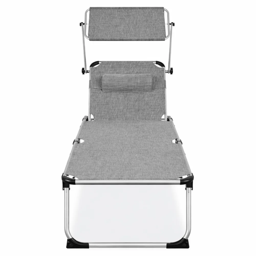 Sdraio da Spiaggia Regolabile con Schienale a 6 Posizioni e Parasole