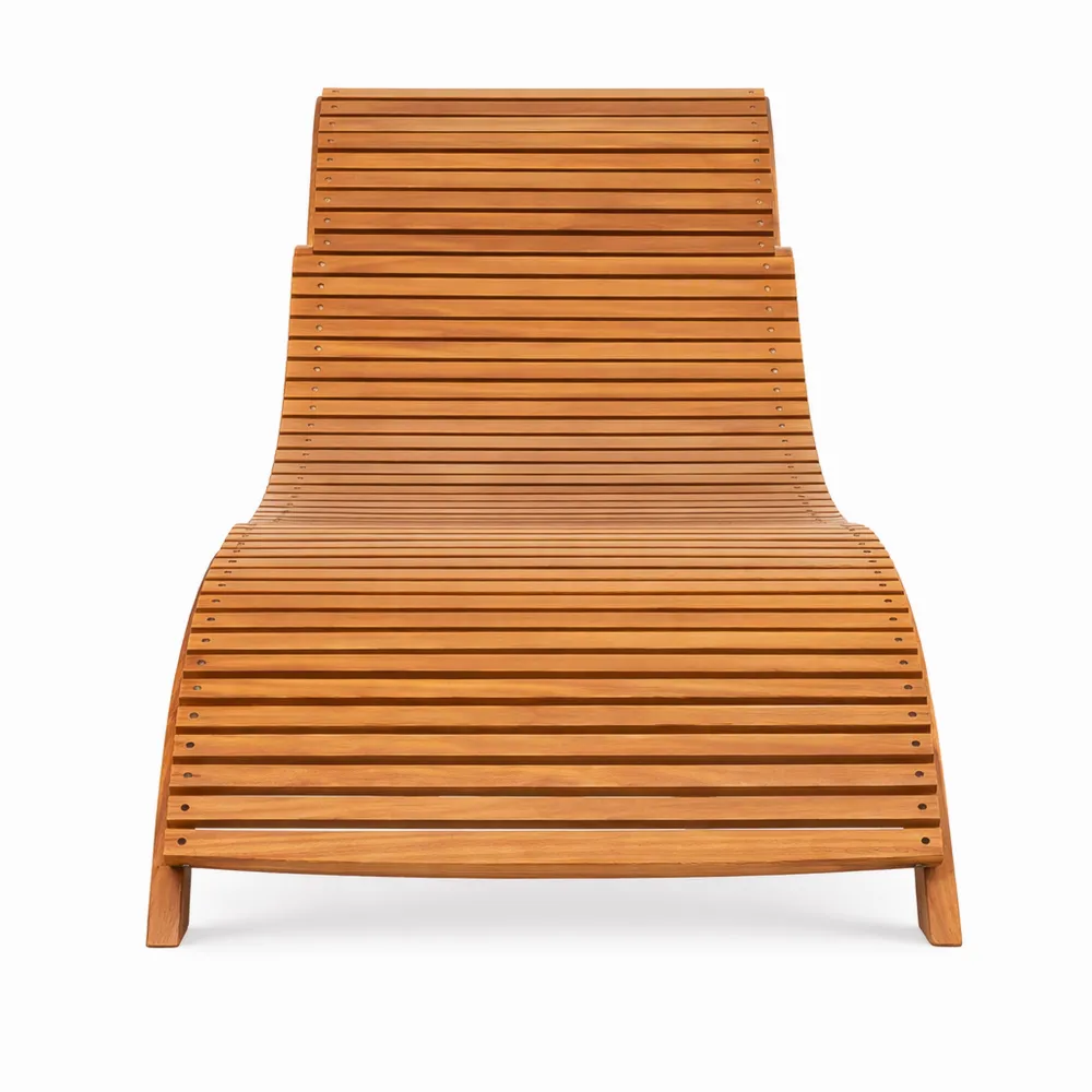 Lettino Prendisole in Legno di Acacia con Maniglie per Trasporto
