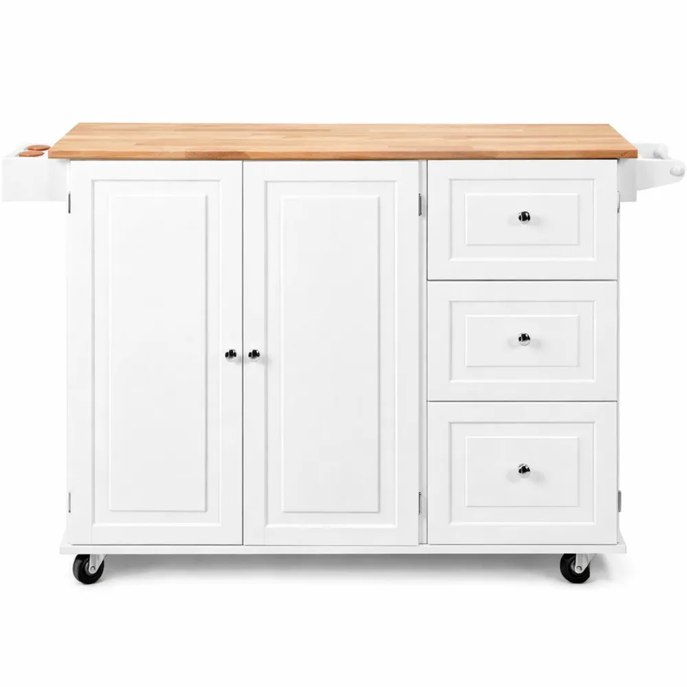 Carrello da Cucina Pieghevole con Ruote, Capacità 50 kg, Isola di Stoccaggio 43x136x91cm, Nero