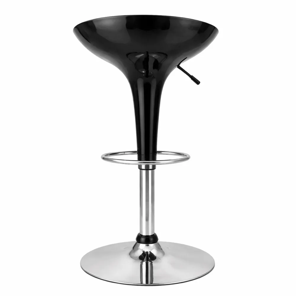 Sgabello girevole regolabile con seduta in plastica e base cromata