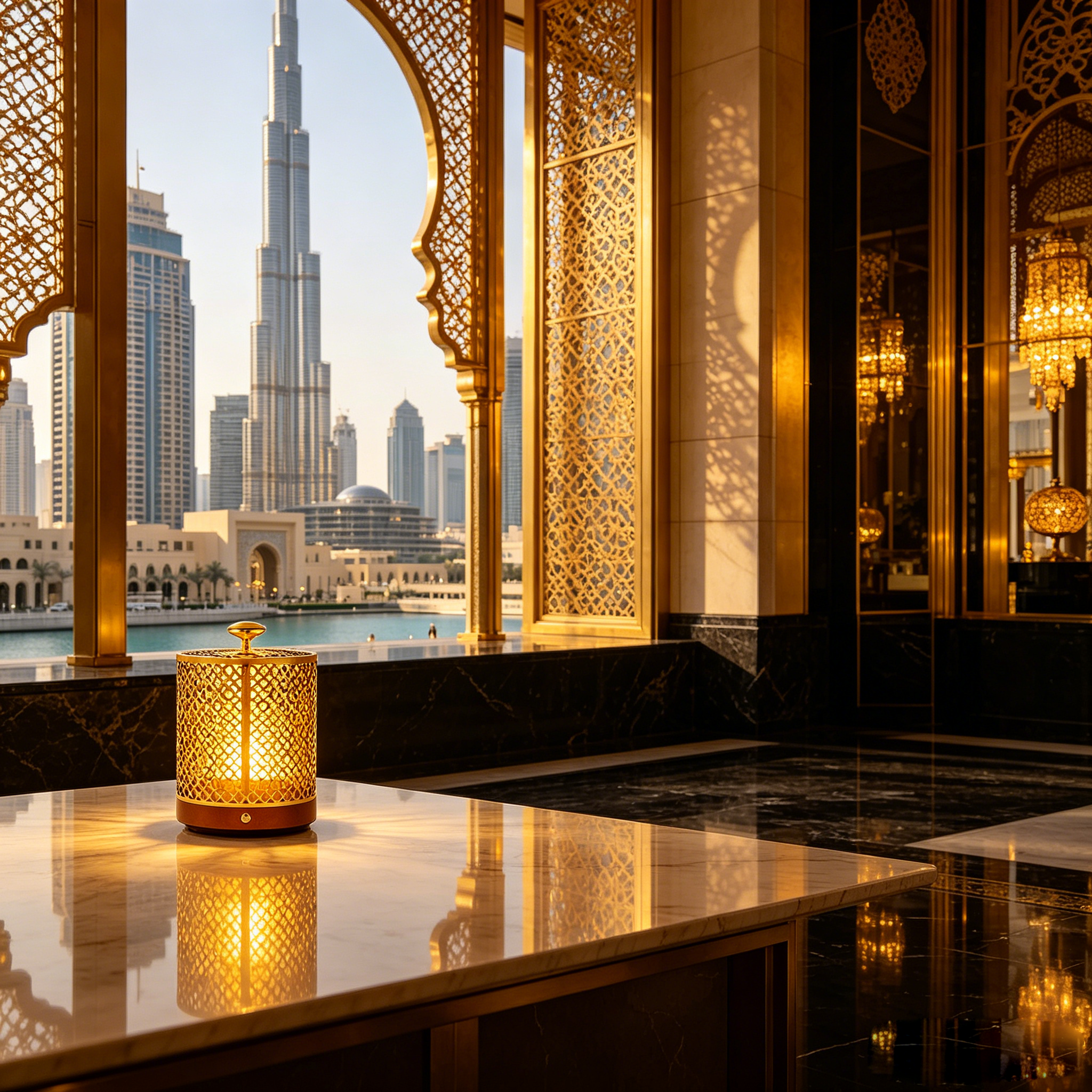 Moonlit Reflection-Exquisite Crystal & Gold Decorative Lamp