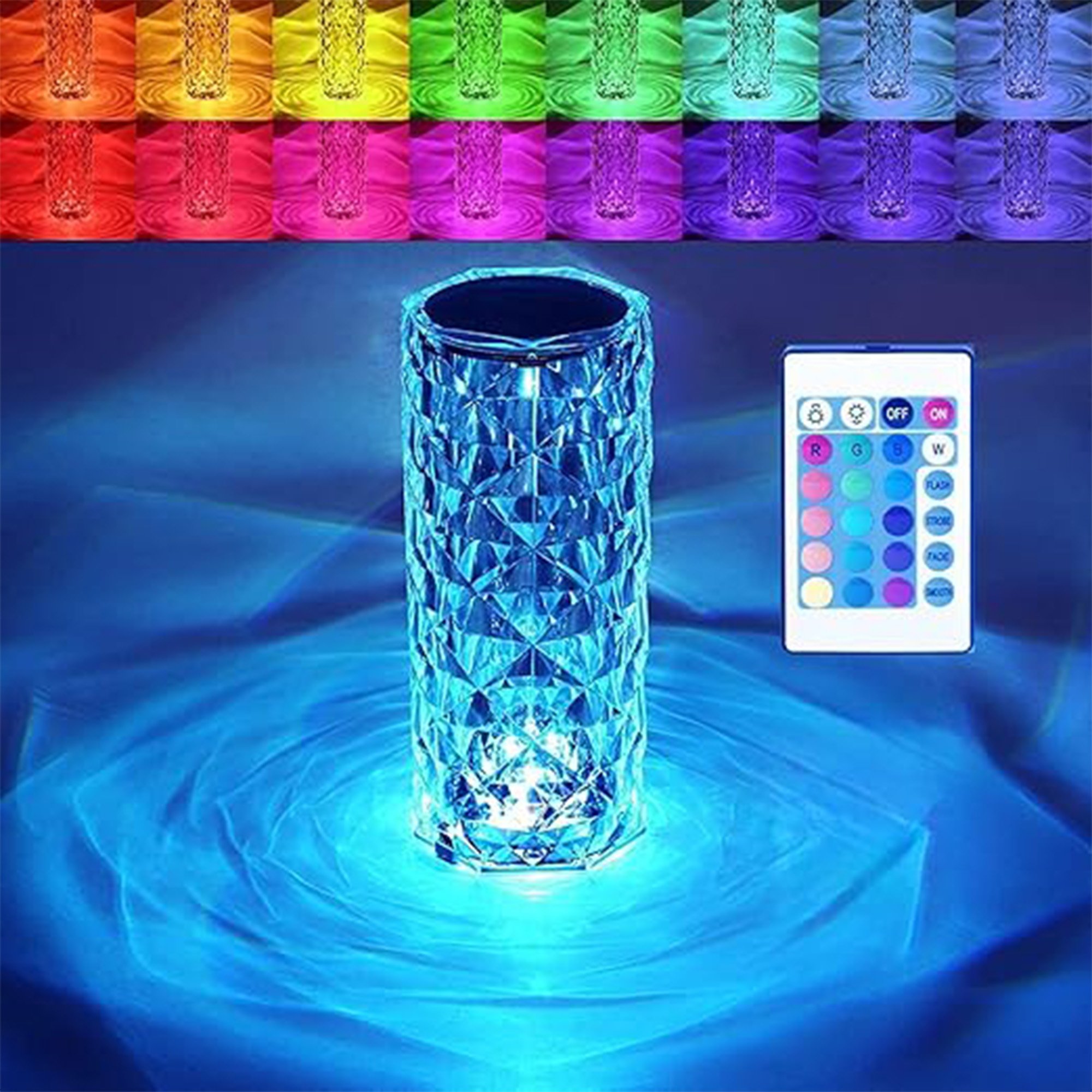 BGFHome Crystal Table Lamp RGB ColorChanging Night Light,Romantic LED RoseDiamond Touch Lamps for Living Room(Remote & Touch)