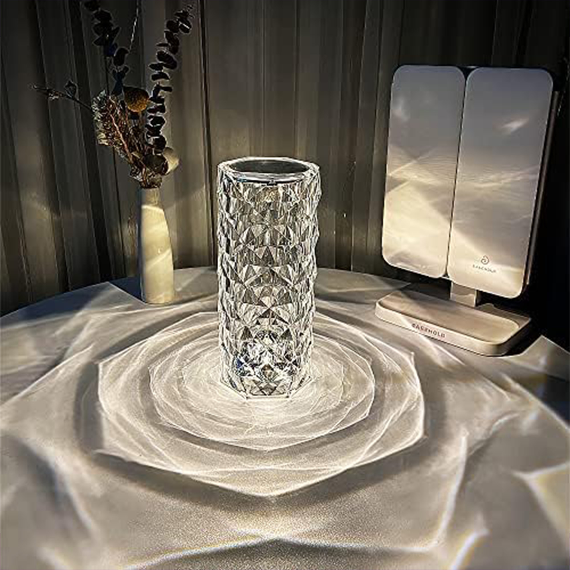 BGFHome Crystal Table Lamp RGB ColorChanging Night Light,Romantic LED RoseDiamond Touch Lamps for Living Room(Remote & Touch)