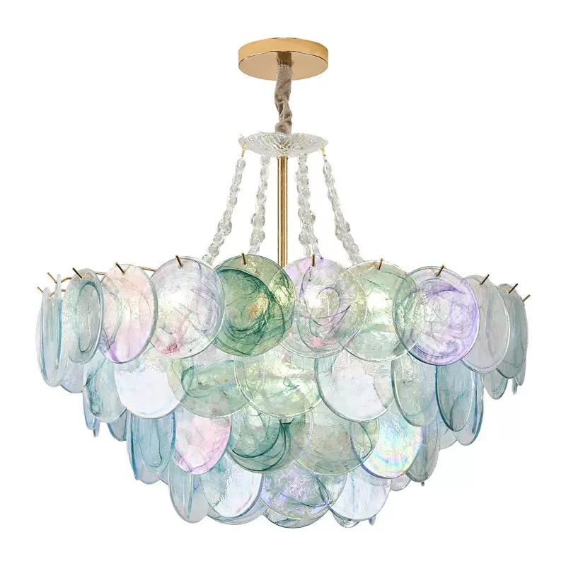 Aurora Disc Murano Glass Chandelier artisan light fixture for dining room
