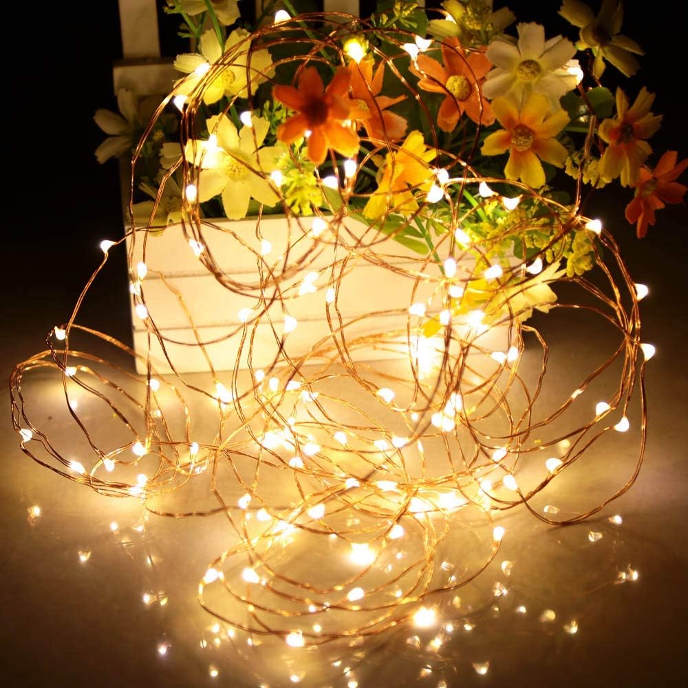  Led Fairy Lights Battery Operated, 2 Packs Mini Battery Powered Copper Wire Starry Fairy Lights for Bedroom, Christmas, Parties, Wedding, Centerpiece, Decoration (5m/16ft Warm White) Visit the Ariceleo Store