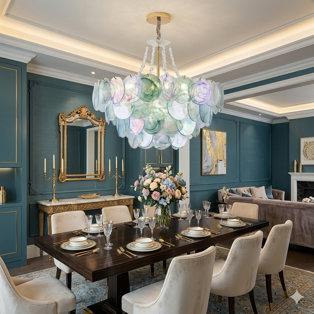 Aurora Disc Artisan Murano Glass Chandelier | Hand-Blown Artistic Focal Point
