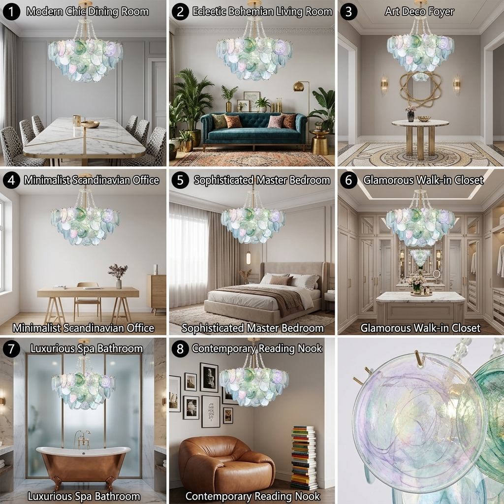 Aurora Disc Artisan Murano Glass Chandelier | Hand-Blown Artistic Focal Point