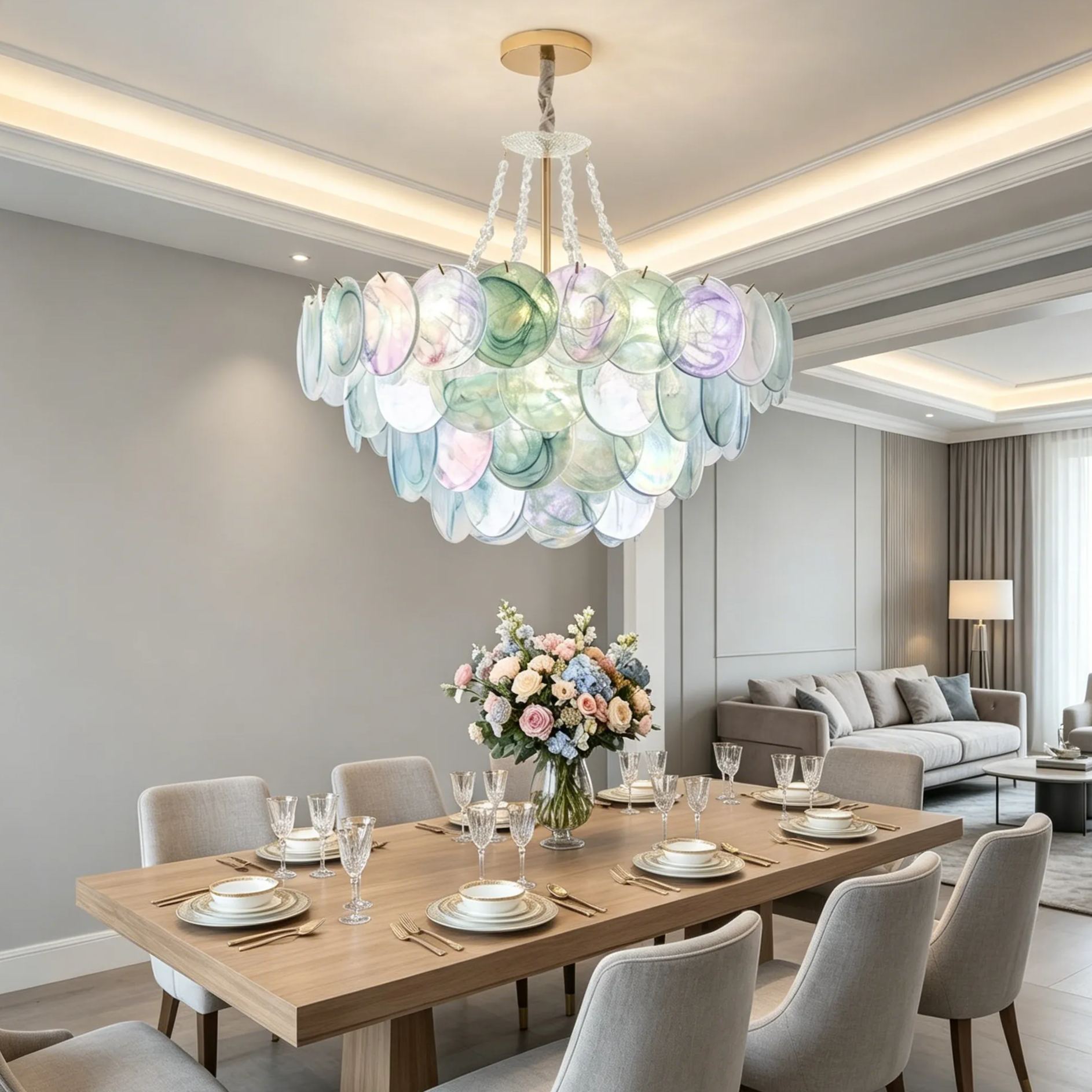 Aurora Disc Artisan Murano Glass Chandelier | Hand-Blown Artistic Focal Point