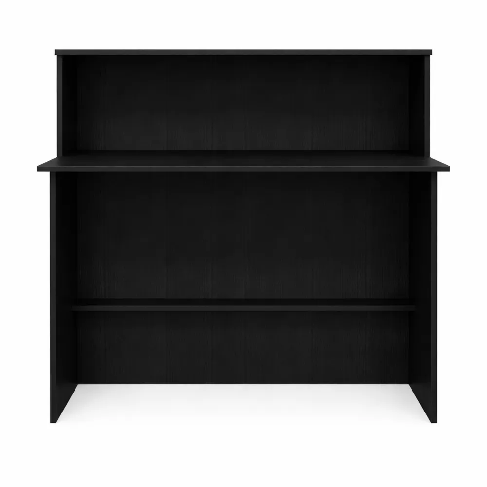 Banco reception in legno multistrato con ripiano di archiviazione, design versatile per uffici e hotel