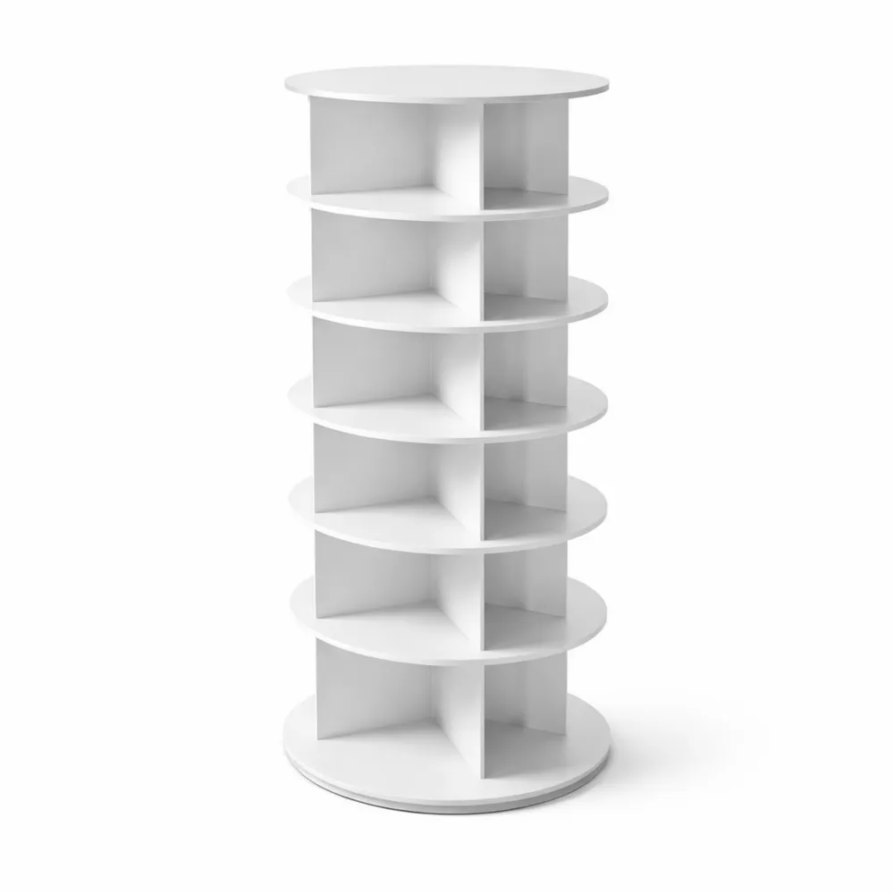 Portascarpe Rotante a 360° con 7 Ripiani per 28 Paia di Scarpe, Salvaspazio Bianco