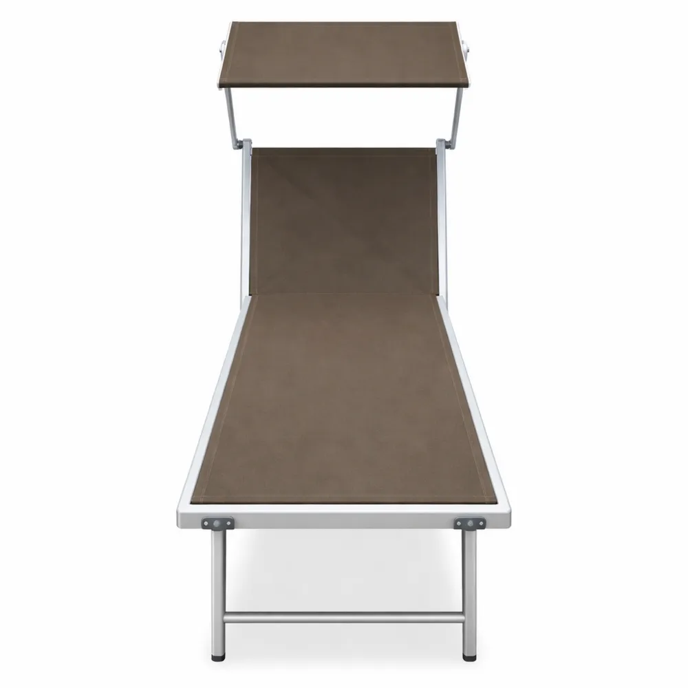 Lettino Prendisole Pieghevole con Struttura in Alluminio e Tettuccio Parasole